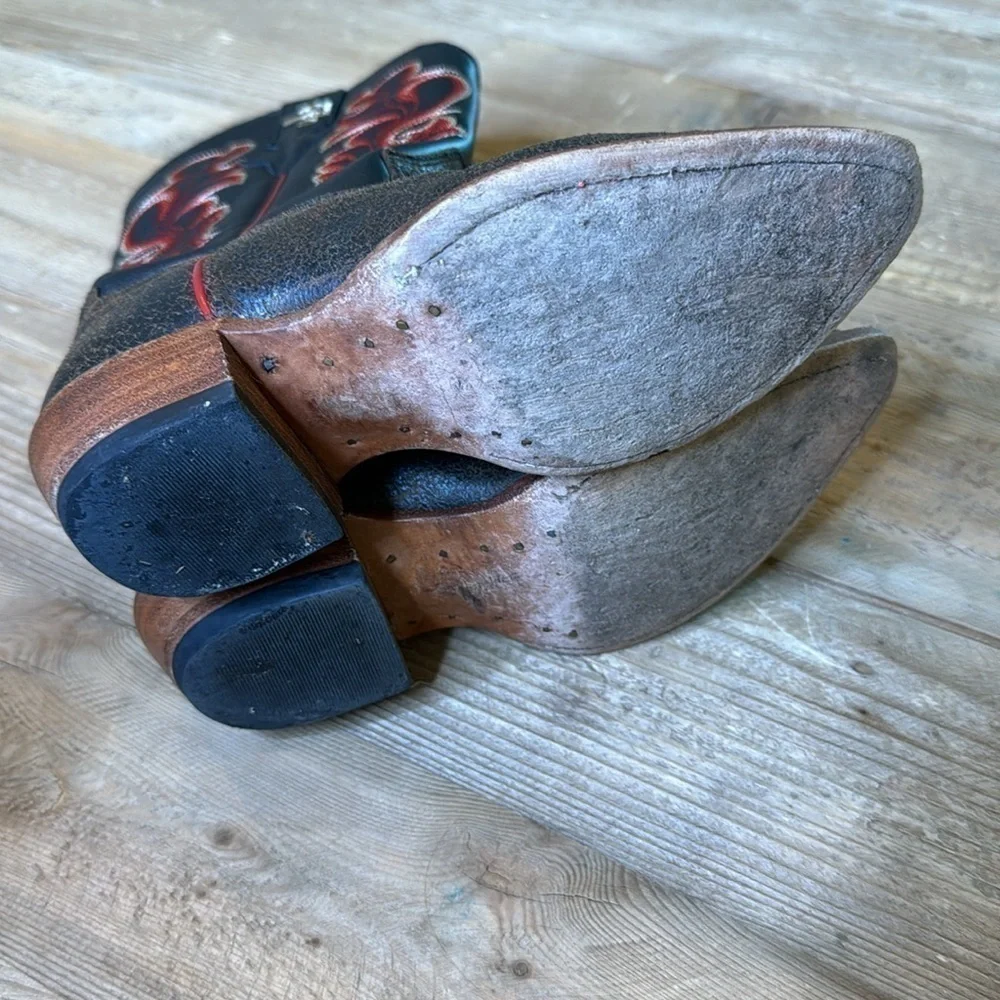 Girls Leather Cowboy Boots Size 13